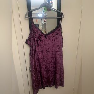 Purple Crushed Velvet Skater Dress